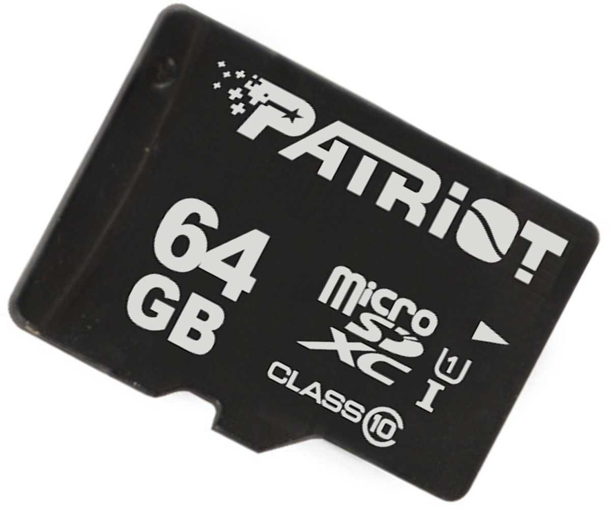 Patriot PSF64GMCSDXC10 LX SERIES Memory Card [64GB, Micro-SDXC, UHS-I, CLASS 10, 90/ 20MB/s]